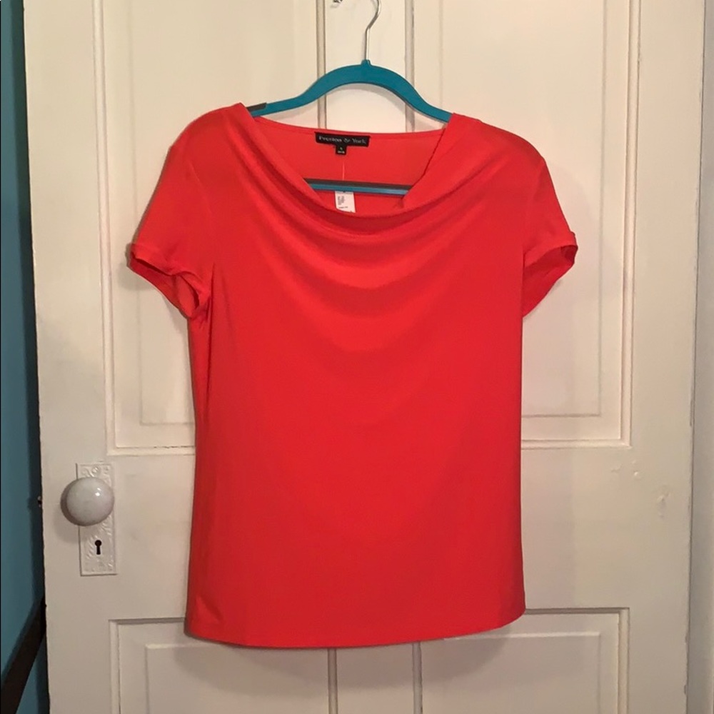 Preston & York Drape Neck Blouse - hot pink/coral
